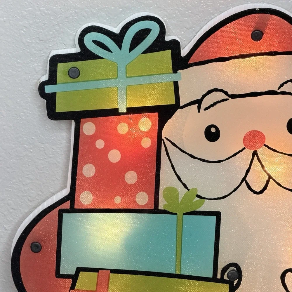 VTG Light Up Santa Hanging Window Wall Christmas Holiday Decor Plug In 16
